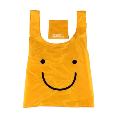 oem nylon polyester standard size bag custom smiling face promotional bag easy to fold