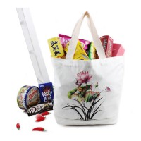 custom flower design cotton tote bag custom canvas packing bag